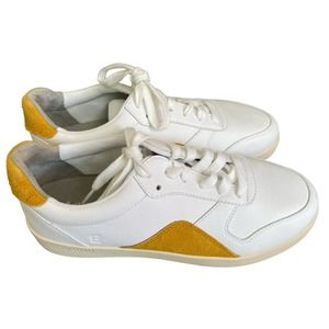 Everlane The ReLeather Court Sneaker White Mustard Yellow Size W6.5 M4.5 NWOB